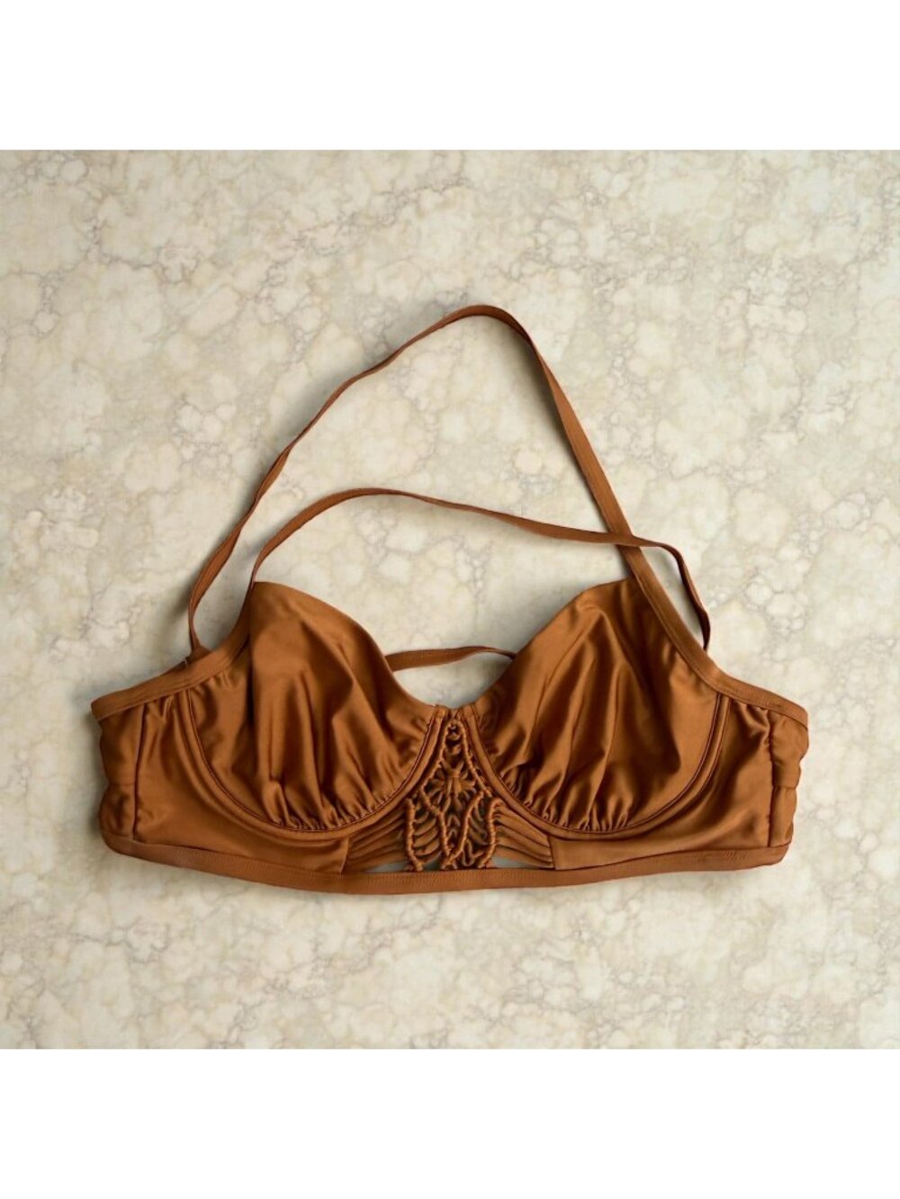 SWIMSUITS FOR ALL Copper Bronze Bikini Woven Top Size 18